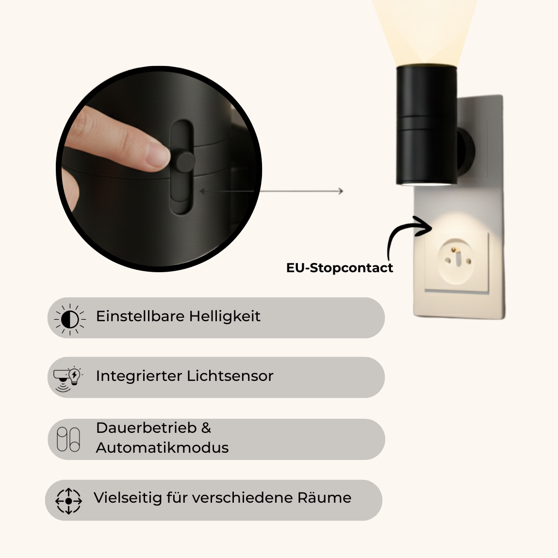 LysaLED® | Steckdosen-Wandleuchte